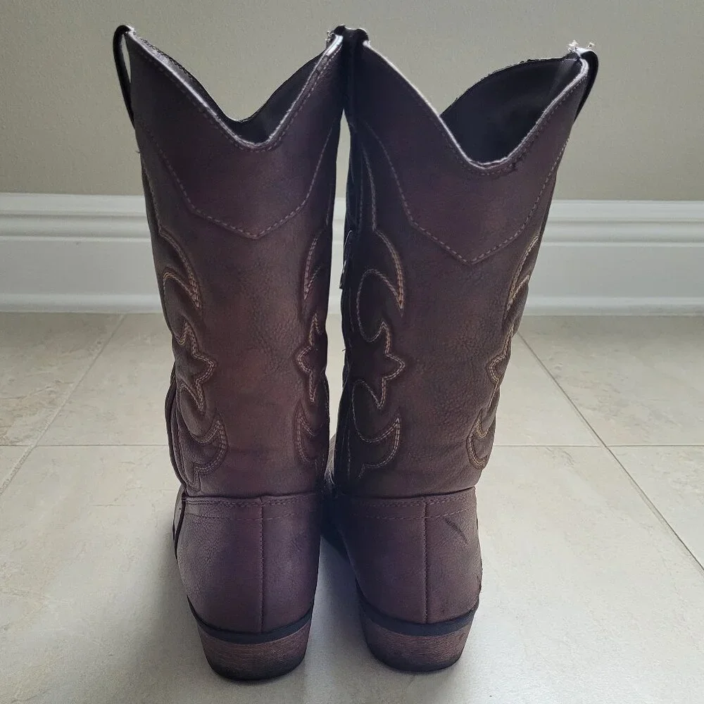 Cat & Jack Cowboy Cowgirl Boots Brown Western Embroidered Girls 4 Boho Festival